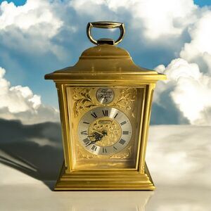 Made In Japan - TEMPUS FUGIT Rhythm Mantel CLOCK‎ Gold Face Works!